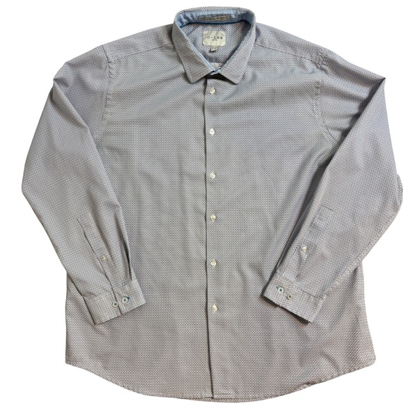 C-LAB NYC Other - C-LAB NYC Mens XL Slim Fit 4 Way Stretch Blue Geometric Button Down Shirt 17.5